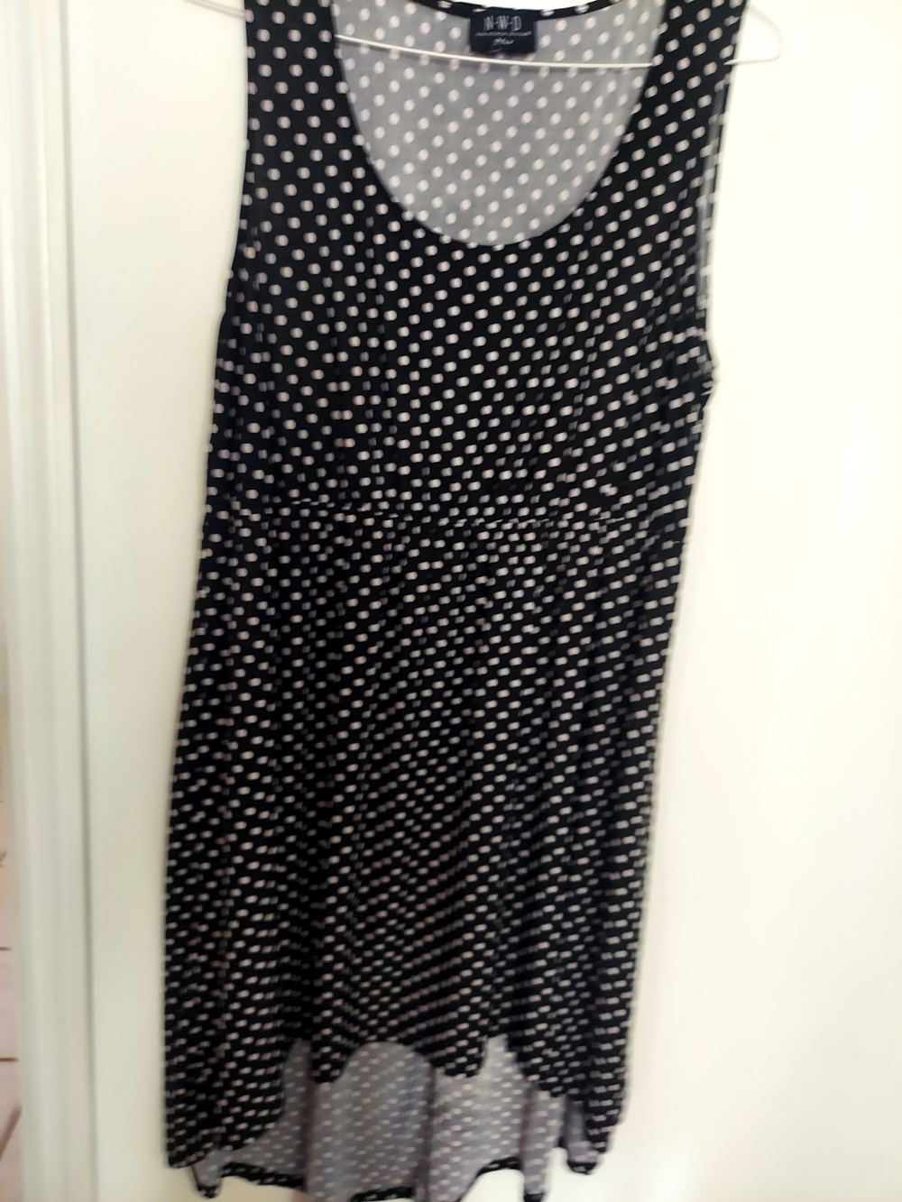 Sleeveless Black Polka Dot High-Low Dress